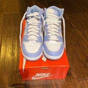 Light blue Nike dunk high tops